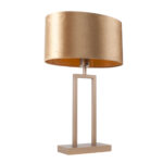 Stijlvolle bronzen tafellamp Monza | ovale kap coffee on gold 35 cm - Afbeelding 12