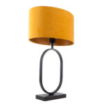 Stijlvolle zwarte tafellamp met ovale velvet kap – Oker on gold 40 cm - Afbeelding 11