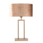 Tafellamp Monza brons met krokodillen print | ovale kap – Brons op goud - Afbeelding 4