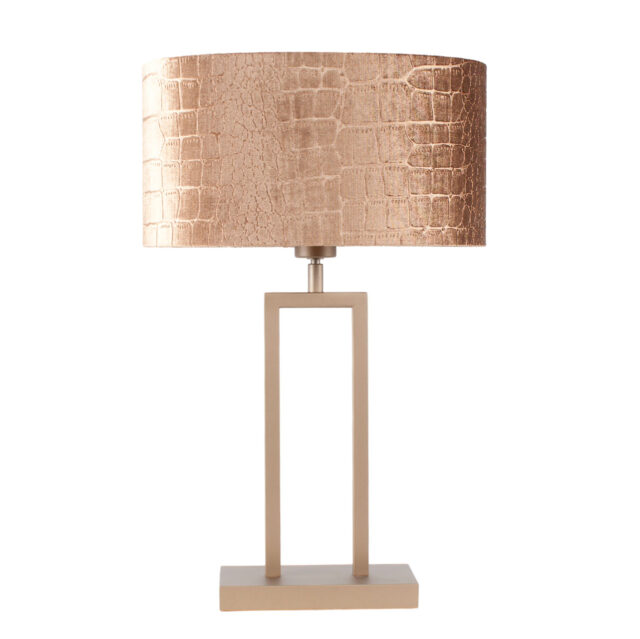 Tafellamp Monza brons met krokodillen print | ovale kap – Brons op goud - Afbeelding 4