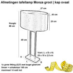 Tafellamp Monza groot met luxe ovale kap – Modern design oker - Afbeelding 3
