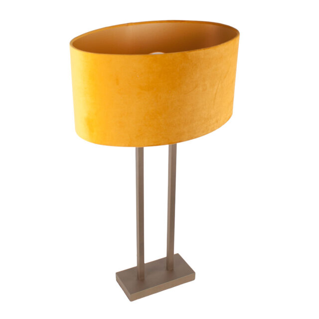 Tafellamp Monza groot met luxe ovale kap – Modern design oker - Afbeelding 1