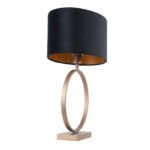 Tafellamp Sienna brons met ovale velours kap – Black on gold 40 cm - Afbeelding 4