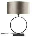 Tafellamp zwart Sienna met kap ovaal velours 40 cm | Olive on gold