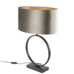 Tafellamp zwart Sienna met kap ovaal velours 40 cm | Olive on gold - Afbeelding 6