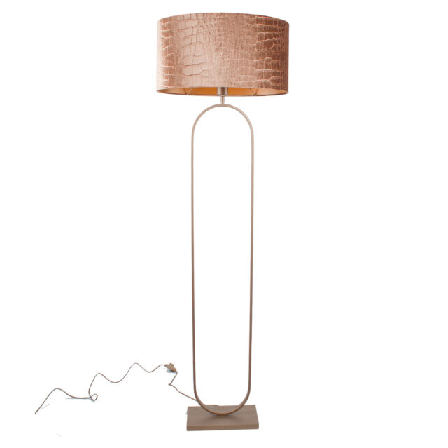 Vloerlamp Verona brons met krokodillenprint kap ovaal – Bronze on gold 50 cm - Afbeelding 4