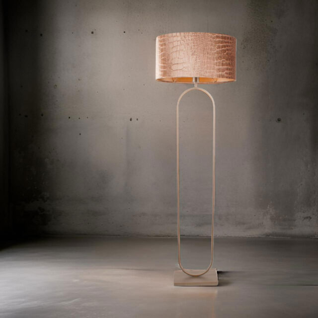 Vloerlamp Verona brons met krokodillenprint kap ovaal – Bronze on gold 50 cm - Afbeelding 2