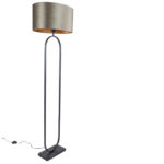 Vloerlamp Verona zwart met ovale velours kap – Olive on gold 50 cm - Afbeelding 14
