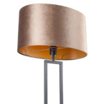 Vloerlamp zwart Monza met ovale velours kap – Earth on gold 45 cm - Afbeelding 6
