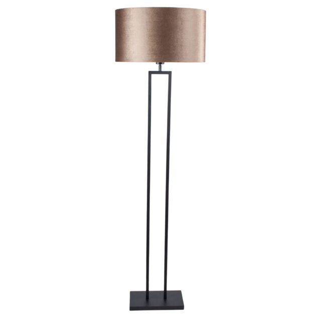 Vloerlamp zwart Monza met ovale velours kap – Earth on gold 45 cm - Afbeelding 4