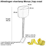 Vloerlamp zwart Monza met ovale velours kap – Earth on gold 45 cm - Afbeelding 3