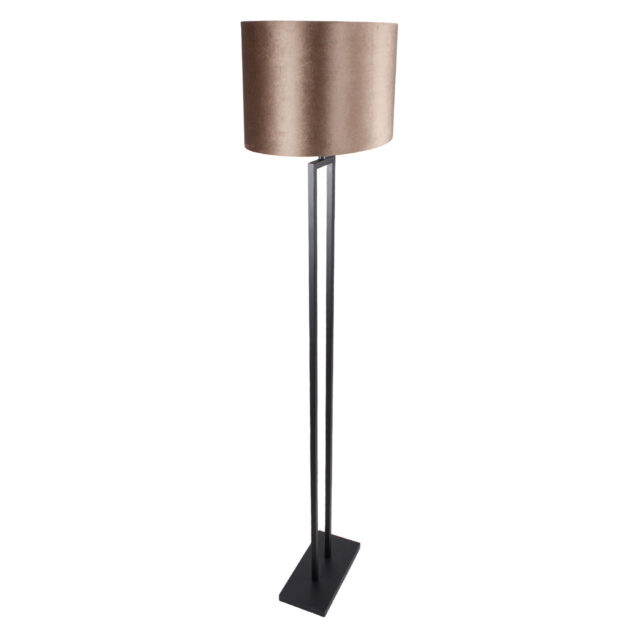 Vloerlamp zwart Monza met ovale velours kap – Earth on gold 45 cm - Afbeelding 11