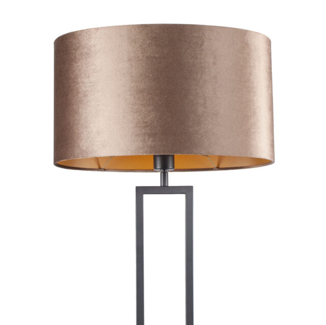 Vloerlamp zwart Monza met ovale velours kap – Earth on gold 45 cm - Afbeelding 8