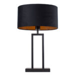 Zwarte tafellamp Monza met ovale velours kap – Black on gold 35 cm - Afbeelding 5