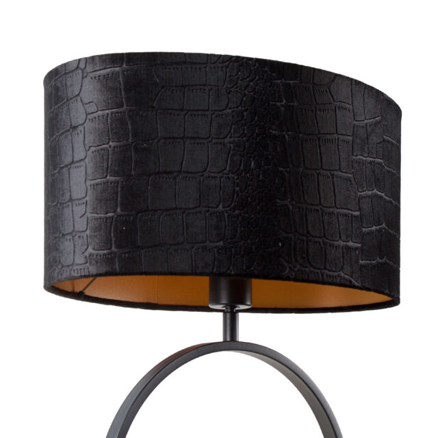 Zwarte tafellamp Sienna met ovale krokodillenprint kap – Black on gold 40 cm - Afbeelding 9