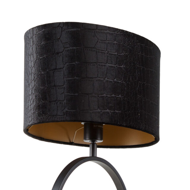 Zwarte tafellamp Sienna met ovale krokodillenprint kap – Black on gold 40 cm - Afbeelding 12