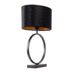 Zwarte tafellamp Sienna met ovale krokodillenprint kap – Black on gold 40 cm - Afbeelding 4