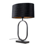 Zwarte tafellamp Verona met ovale krokodillenprint kap – Black on gold 40 cm - Afbeelding 11