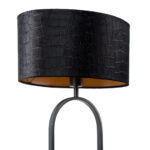 Zwarte tafellamp Verona met ovale krokodillenprint kap – Black on gold 40 cm - Afbeelding 7