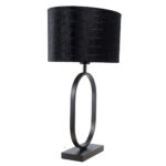 Zwarte tafellamp Verona met ovale krokodillenprint kap – Black on gold 40 cm - Afbeelding 13