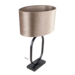 Zwarte tafellamp Verona met ovale velours kap – Taupe on taupe 40 cm - Afbeelding 15