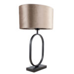 Zwarte tafellamp Verona met ovale velours kap – Taupe on taupe 40 cm - Afbeelding 14