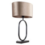 Zwarte tafellamp Verona met ovale velours kap – Taupe on taupe 40 cm - Afbeelding 13