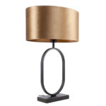 Zwarte tafellamp Verona ovaal met luxe ovale velours kap | Coffee on gold 40 cm - Afbeelding 10