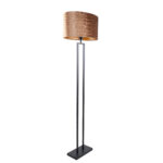 Zwarte vloerlamp Monza met ovale krokodillenprint kap – Brons op goud 45 cm