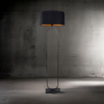 Zwarte vloerlamp Verona met ovale velours kap – Black on gold 50 cm - Afbeelding 2