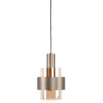 Brons kleurige 4 lichts eettafellamp Marrone | balk 107 cm | brons met amber glas - Afbeelding 6
