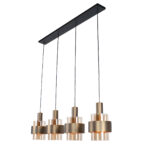 Brons kleurige 4 lichts eettafellamp Marrone | balk 107 cm | brons met amber glas - Afbeelding 15