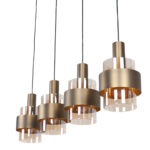 Brons kleurige 4 lichts eettafellamp Marrone | balk 107 cm | brons met amber glas - Afbeelding 14