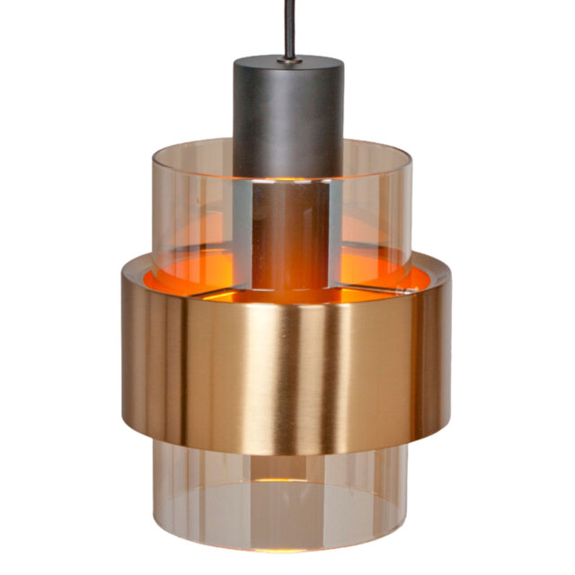 Chique eettafellamp 4 lichts balk - Chiasso | zwart / goud / amber glas - Afbeelding 7