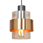 Chique eettafellamp 4 lichts balk - Chiasso | zwart / goud / amber glas - Afbeelding 5