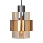 Chique eettafellamp 4 lichts balk - Chiasso | zwart / goud / amber glas - Afbeelding 6