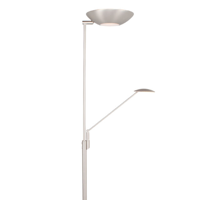 Dimbare led uplighter Bilbao met leeslamp | mat nikkel / staal - Afbeelding 10