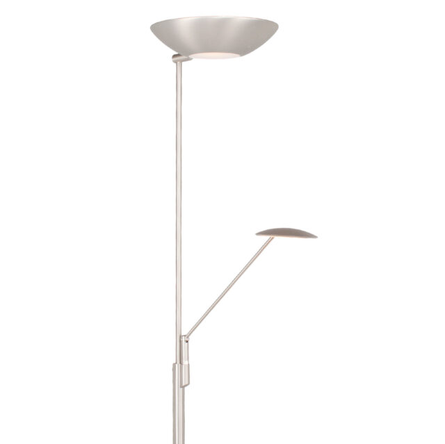 Dimbare led uplighter Bilbao met leeslamp | mat nikkel / staal - Afbeelding 5