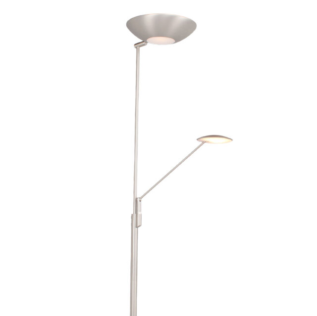 Dimbare led uplighter Bilbao met leeslamp | mat nikkel / staal - Afbeelding 29