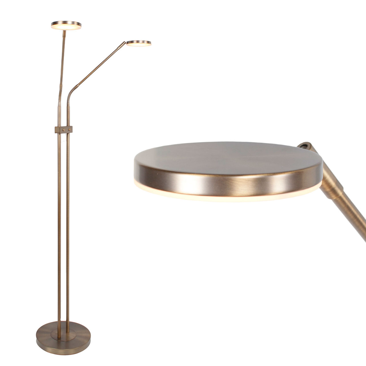 4002.32-leeslamp-palma-brons-2-lichts-6 Dubbele bronzen leeslamp led Palma | kleur instelbaar 2200 / 3350 Kelvin - Afbeelding 14