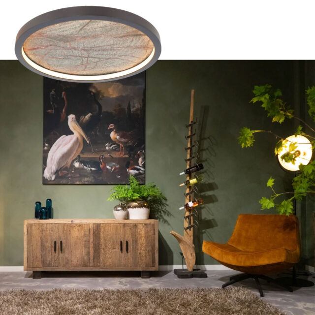 Plafondlamp natuursteen groen | leisteen Ø 32 cm - Afbeelding 2