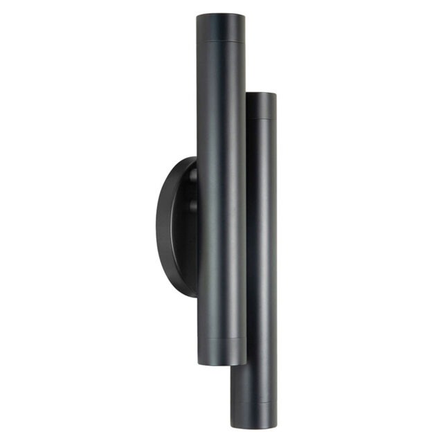 Strijklicht wandlamp | Trend | Op- en neerwaarts | H 34 cm | Twee cilinderkokers | Zwart - Afbeelding 1