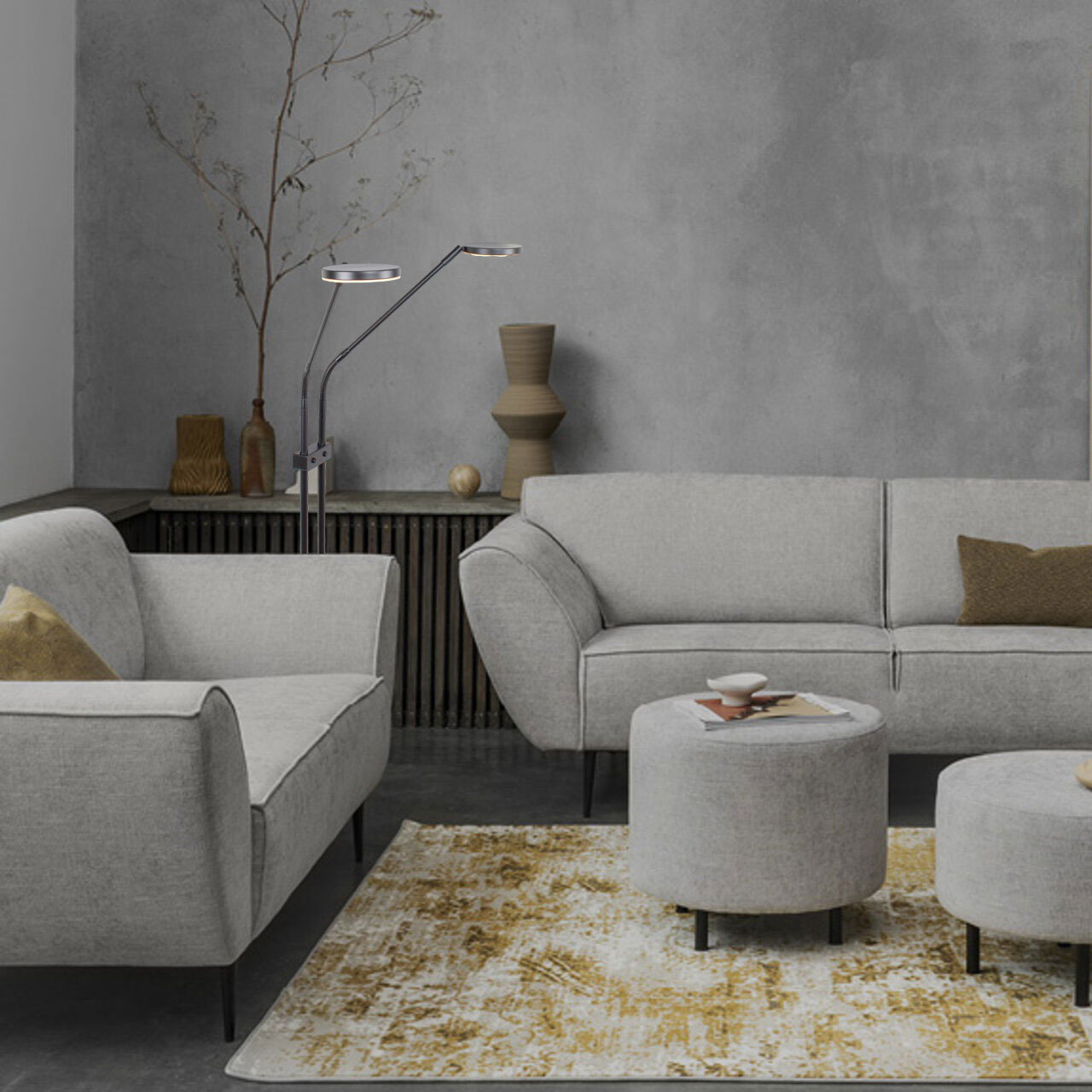 4002.01-leeslamp-palma-zwart-2-lichts-20 Verstelbare 2 lichts leeslamp Palma zwart | kleur instelbaar 2200 / 3350 Kelvin - Afbeelding 2