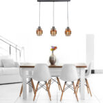 Zwarte eettafellamp 3 lichts Chiasso | 100 cm balk - amber glas - Afbeelding 10