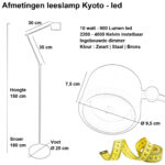 Afmetingen Leeslamp Kyoto