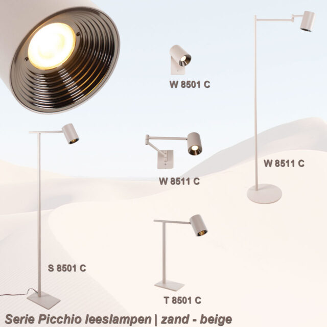 Minimalistische Zandkleurige Leeslamp Picchio Led