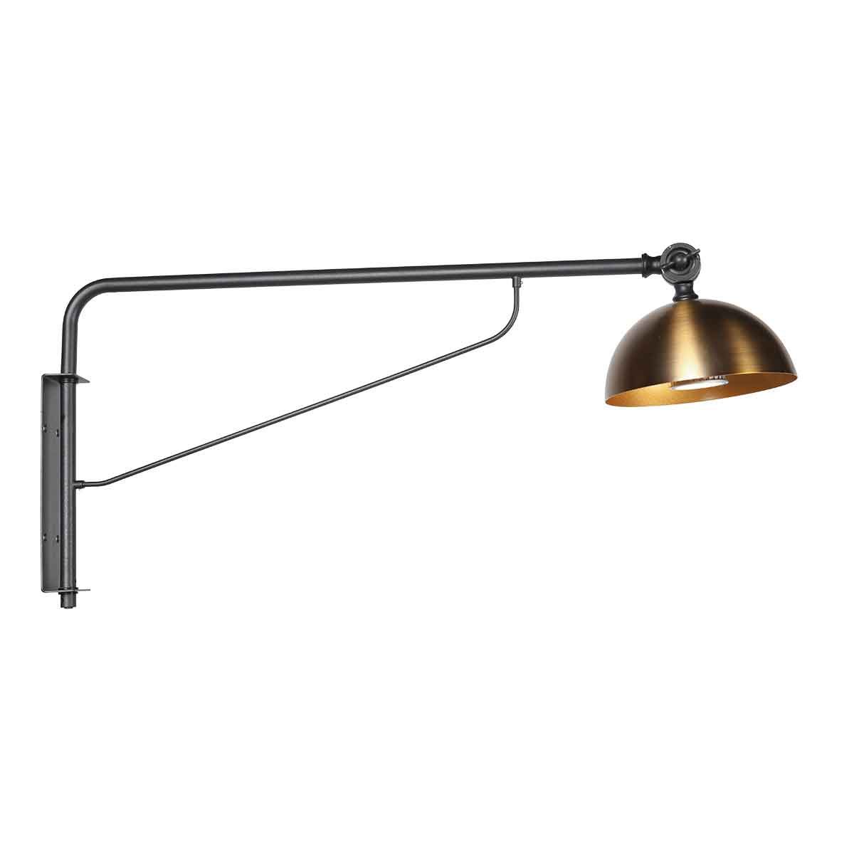 Wandlamp | 16 cm | pintino | GU10 | zwart met brons | metaal | modern industrieel