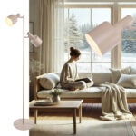 Landelijke Vloerlamp Tweelichts Zand Beige 2 X E27 3