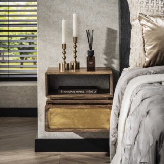 Nachtkastje Mango Hout 1l Brass Massief Mango Zandkleur 4