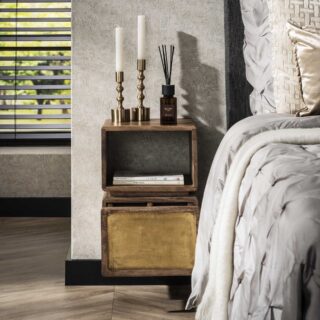 Nachtkastje Mango Hout 1l Xs Brass Massief Mango Zandkleur 4